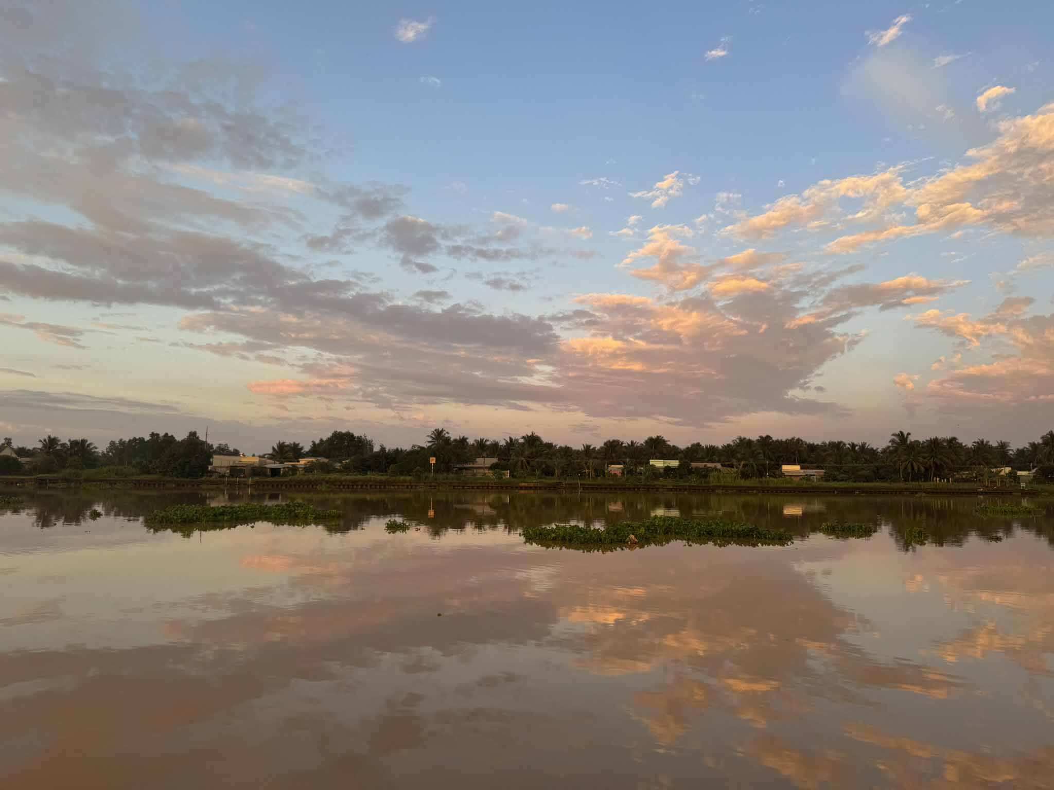 Mekong Delta river at sunset