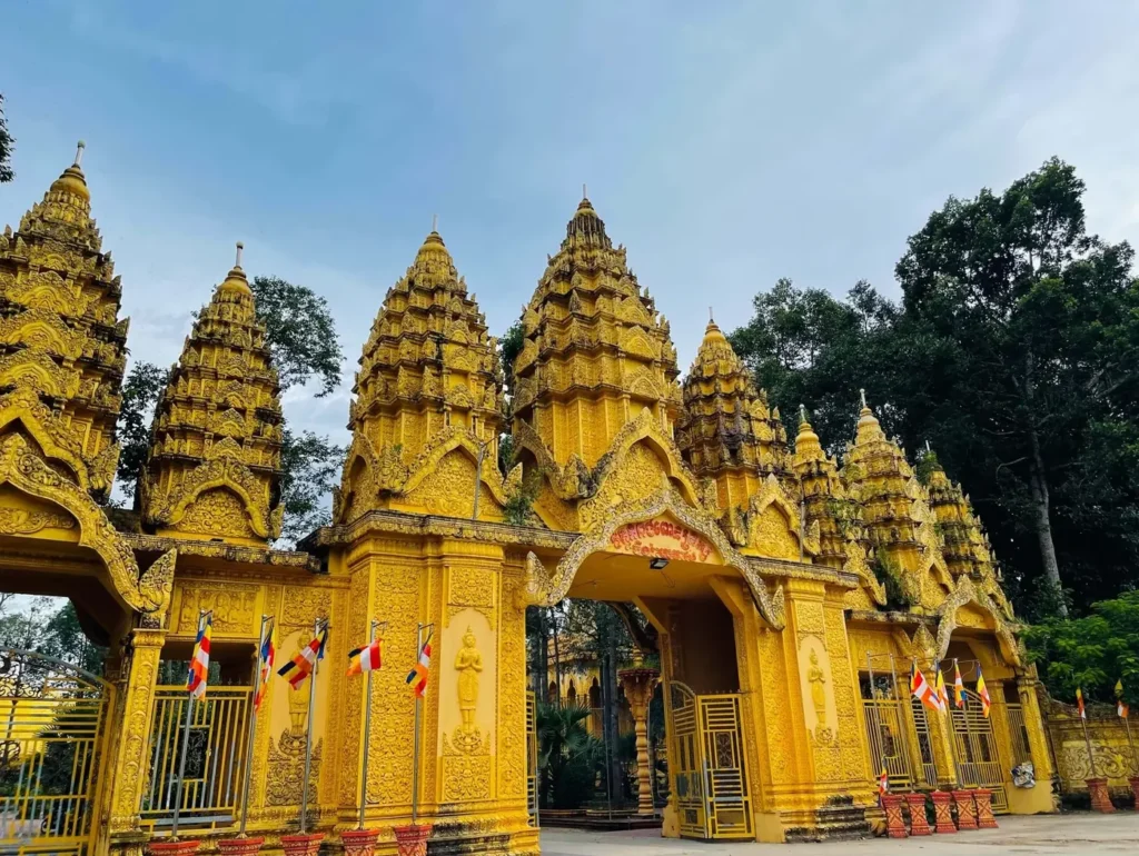 Golden Khmer pagoda gate in Tra Vinh, Mekong Delta